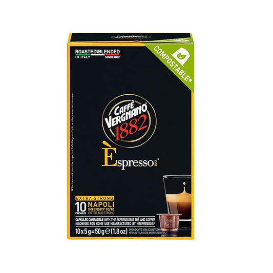 Caffe' Vergnano Medium Roast Espresso Original Line Machine Compatible Capsules - Single-Serve Arabica Robusta Espresso Coffee, Italian Pods Coffee Machine, Intensity 10/10 - Napoli, 120 Ct