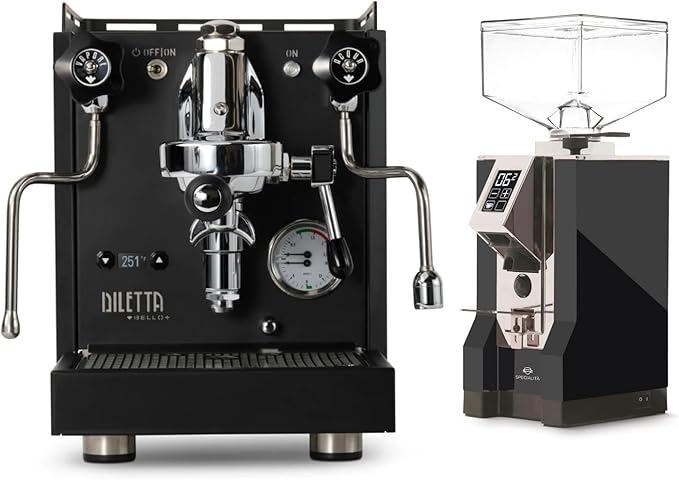 Diletta Bello+ Espresso Machine and Eureka Mignon Specialita Grinder Bundle (Black)