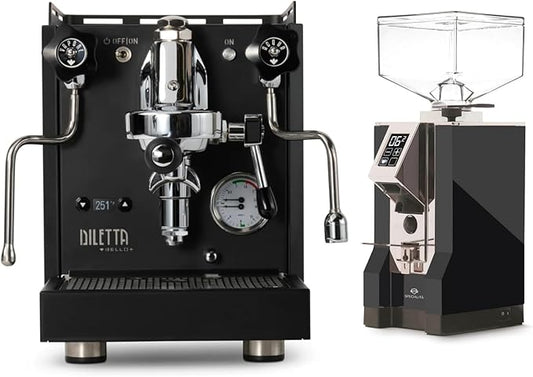 Diletta Bello+ Espresso Machine and Eureka Mignon Specialita Grinder Bundle (Black)