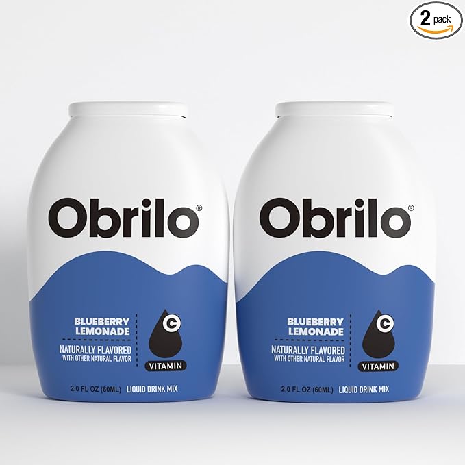 Obrilo Water Enhancer Liquid Flavoring Drops - ZERO Sugar/Calorie, Dye Free, Naturally Flavored Drink Syrup, 2.0 fl oz x 2 Bottles for Kids & Adults (Blueberry Lemonade)