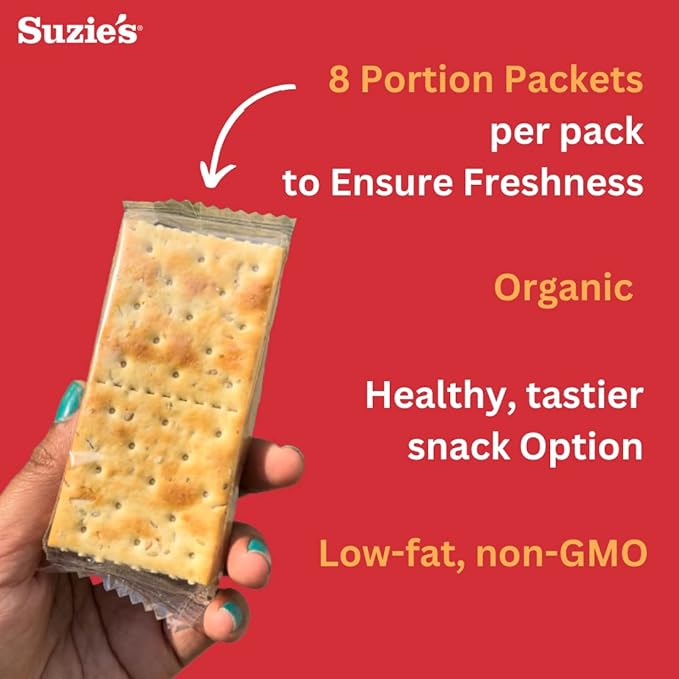 Suzie's Organic Saltines Crackers, Rosemary Sesame, Healthy Gourmet Baked Snack Goodies for Adults & Children - 6 Pack, 8.8oz Each