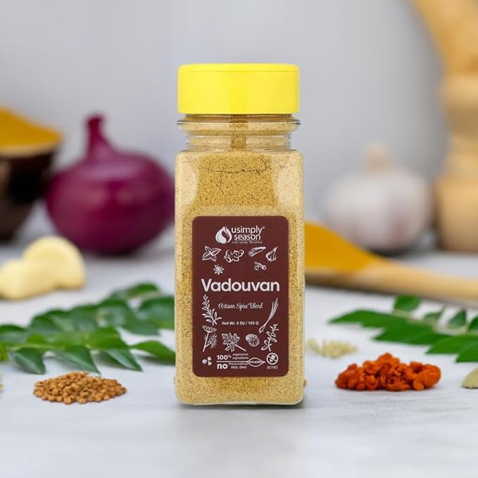 USimplySeason Vadouvan Curry (6 oz) - French Indian Fusion Seasoning Spice Blend for Meat Rubs and Soups - Vegan, Non-GMO, No Salt, Made in USA