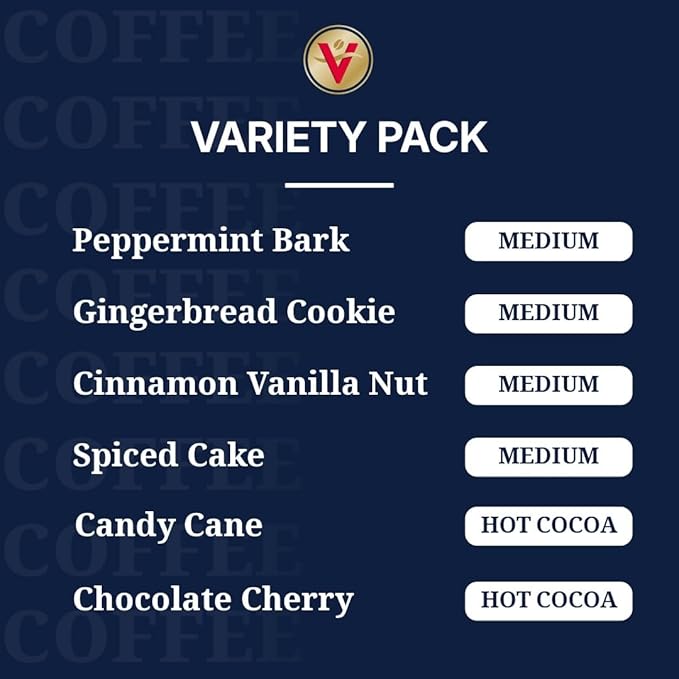 Victor Allen's Coffee Holiday Favorites Coffee & Hot Cocoa Variety Pack, 96 Count, Single Serve Cups & Coffee Pods for Keurig K-Cup Brewers