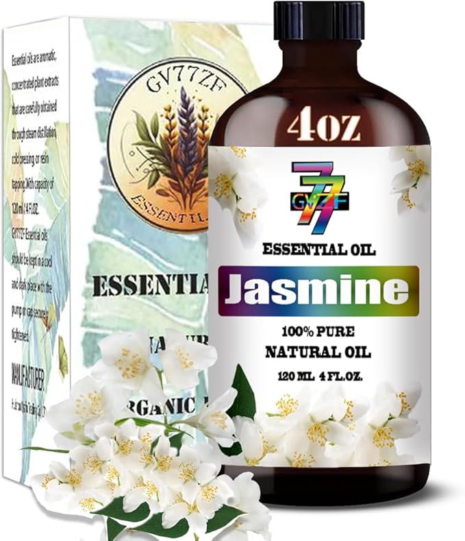 Jasmine Essential Oil (4 oz/120 ml) ??Jasmine Oils for Aromatherapy, diffusers, humidifiers, Home fragrances, DIY Skincare, soap Making, DIY Candle, Relaxation, Yoga, and Meditation