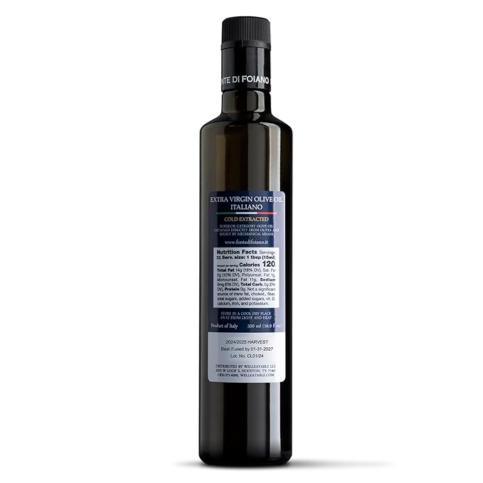 WellEatable Tuscany 650 mg/kg Polyphenol Rich Extra Virgin Olive Oil from Italy, Award Winning Producer, Early Harvest, First Cold Pressed, Peppery, Smooth, Drinking and Finishing Use, 16.9 fl oz