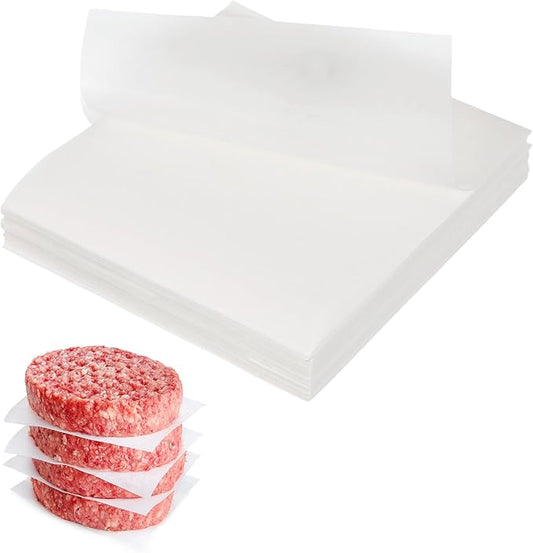uxcell 500 Pcs Unbleached Parchment Paper Baking Sheets Squares, 4.7 Inch Hamburger Patty Paper, Non Stick Parchment Pulp Paper for Baking Grilling or Meat Storage, White