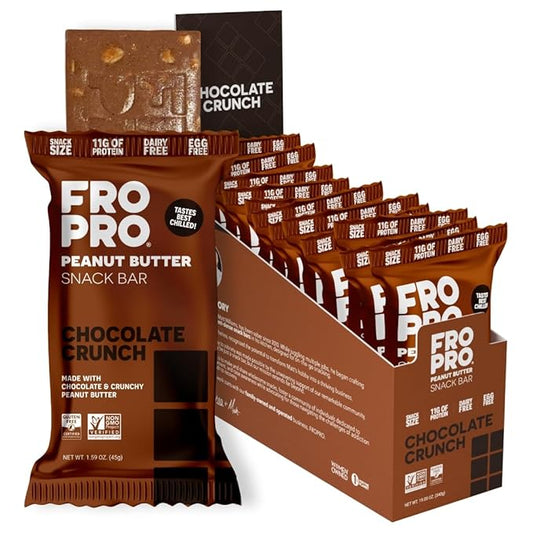 FROPRO Plant Protein Snack Bars - Plant Based Protein Bars, All-Natural, Gluten, Dairy, & Soy Free, High Protein Bars with Low Calories | Cacao, 12 Pack