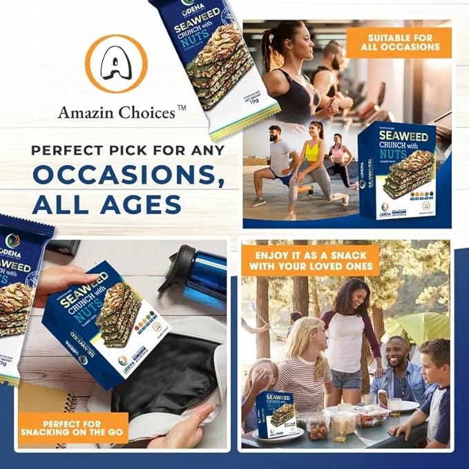 Seaweed Crunch with Nuts Classic Taste??Amazin Choices Vegan Snack Bars with Cashews, Almonds & Pumpkin Seeds ??Premium Asian Chips ??Seaweed Sheets ??Sandwich Seaweed ??Variety Pack