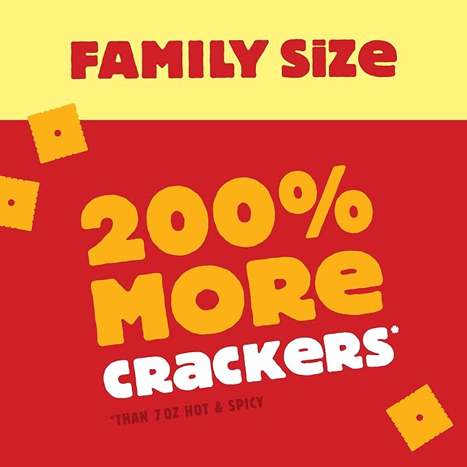 Cheez-It Baked Snack Crackers, Lunch Snacks, Family Size, Hot and Spicy, 21oz Box (1 Box)