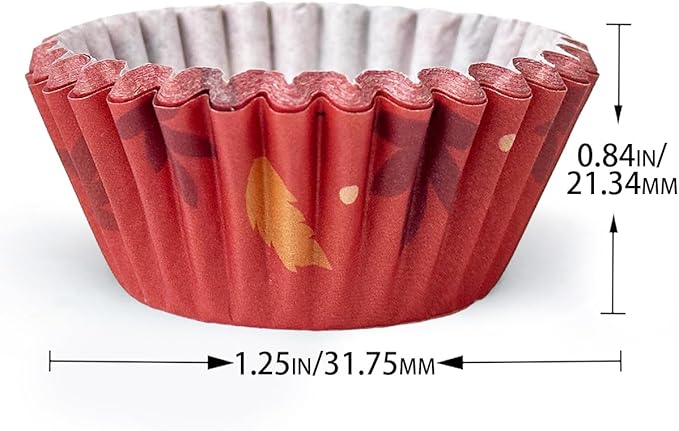 qiqee Thanksgiving 300PCS Mini Cupcake Liners Cupcake Cups 6 Designs Thanksgiving Turkey Cupcake Papers Baking Cups Cupcake Wrappers (Small Size)