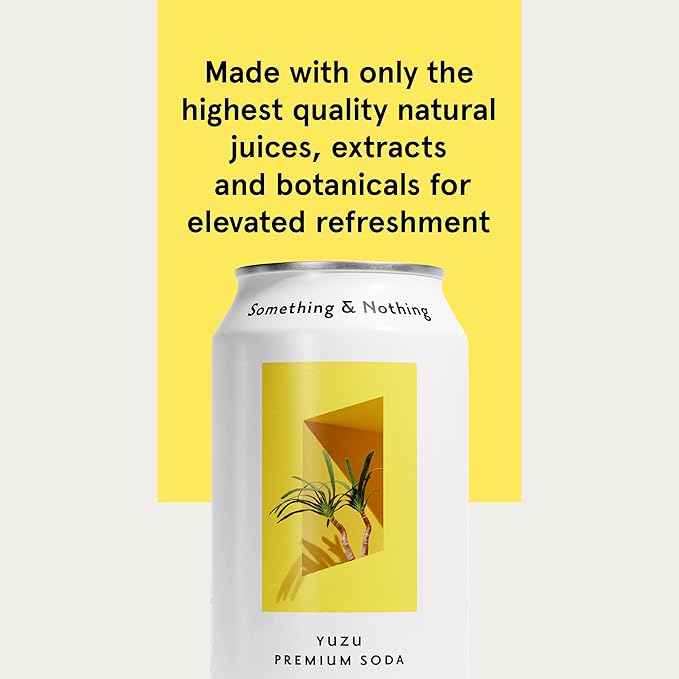 Something & Nothing Yuzu Flavoured Sparkling Water | Lightly Carbonated, Full Flavoured with Added Grape & Lemon Juice | Vegan & Low Calorie Soda | 12 Fl Oz Cans (Pack of 12)