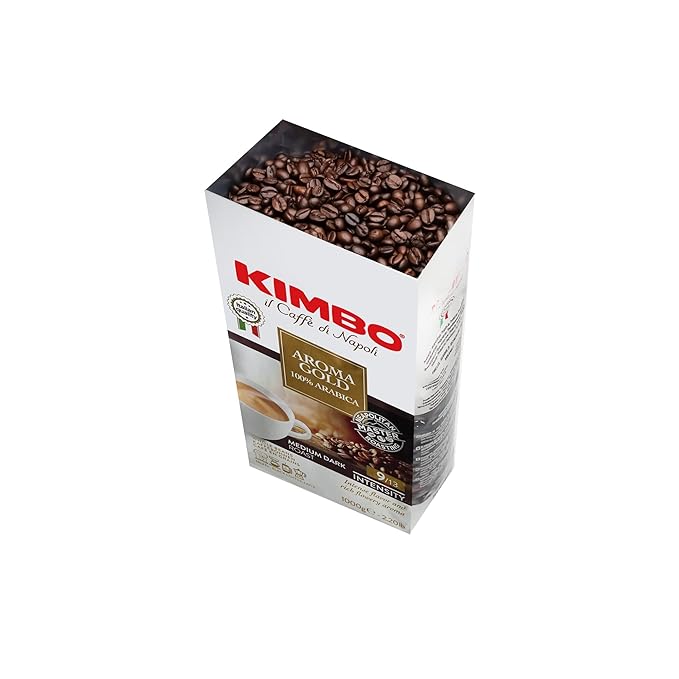 Kimbo Aroma Gold | 100% Arabica Whole Bean Coffee | Medium Dark Roast | 9/13 Intensity | 2.2 Lbs (1kg) Bag