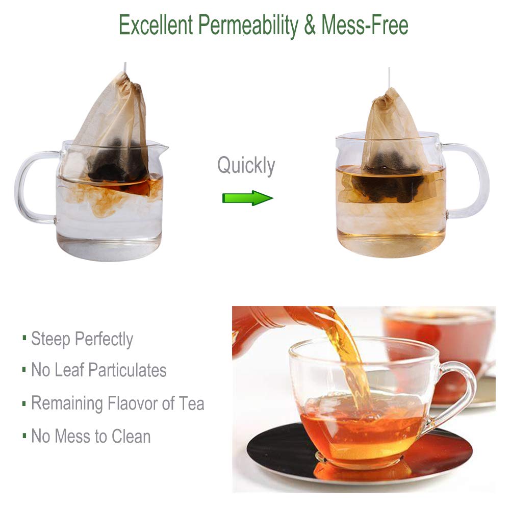 Aksuaple Eco-Fil Disposable Tea Filter Bags for Loose Tea, Wood Pulp Material, Biodegradable and