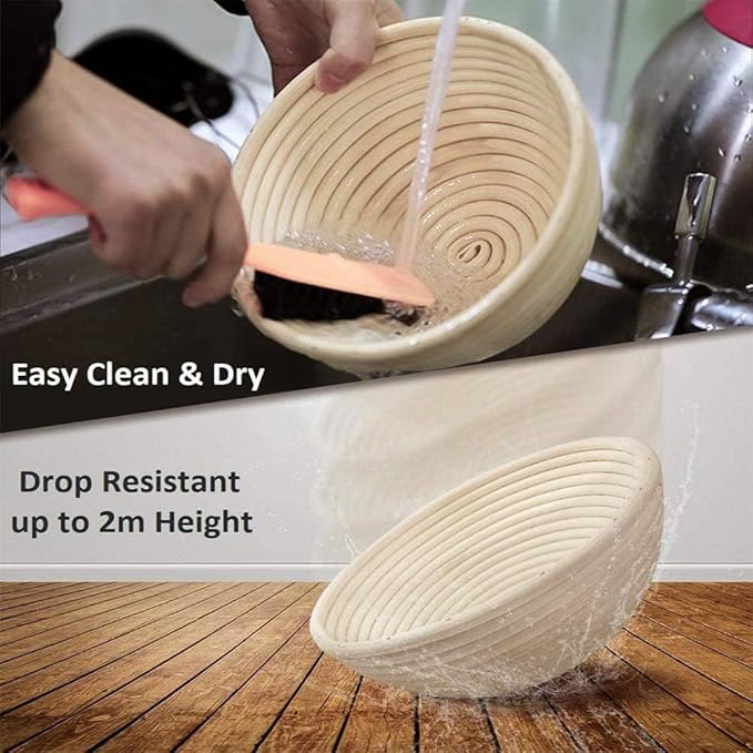 Banneton Bread Proofing Basket 2 pack 9 inch Round Basket with Liner, Bread Proofing Basket Perfect for Professional & Home Sourdough Bread Baking, Artisan Sourdough Bread (Set of 2 pack 9" Round)