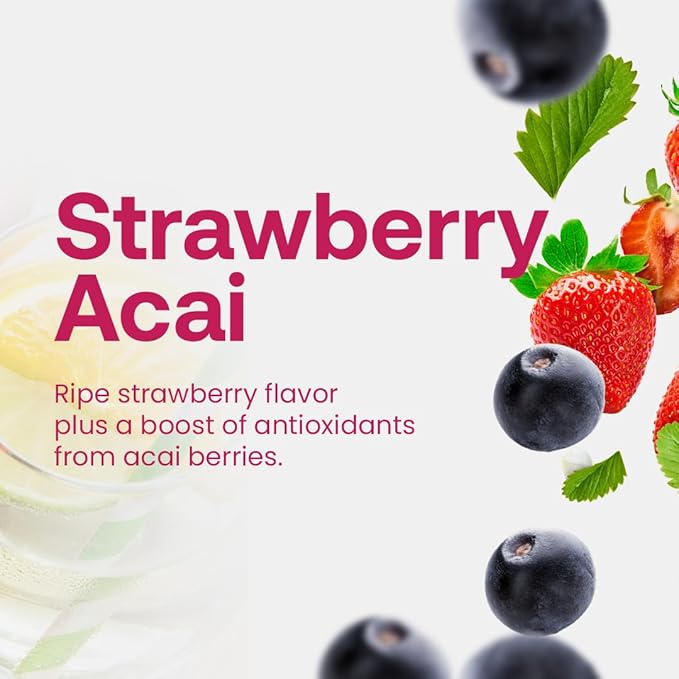 Dr. Smoothie Refreshers Strawberry Acai ??Made with Real Fruit Juice ??Drink Concentrate, No Artificial Colors, Shelf-Stable ??Lightly Caffeinated with Green Coffee Extract (46 oz Bottle)
