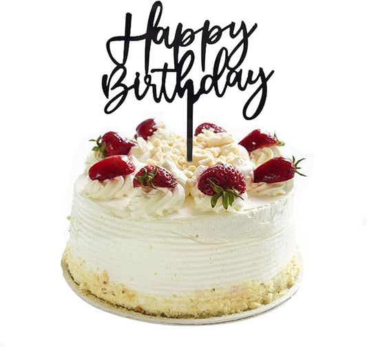 ZHENGYE Black Acrylic Happy Birthday Cake Topper - Cupcake Topper & Cake Decoration Supplies for Baby Shower, Children or Adults Birthdays