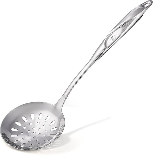 Zulay Kitchen Stainless Steel Slotted Serving Spoon - Large Frying Spoon Skimmer - Durable Utensil with Ergonomic, Easy to Use Handle - Easy to Clean, Perfect for at Home Cooks & Chefs - 14.5??,<div>