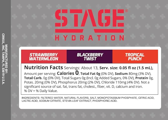 Cirkul Stage Flavor Cartridge Variety Pack with Electrolytes and Stevia, 6-Pack (2 Strawberry Watermelon, 2 Tropical Punch, 2 Blackberry Twist), No Sugar, Zero Calorie Drink Mix