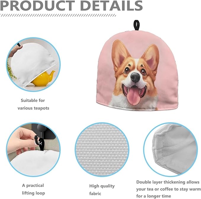 Tea Cozy Insulated 3D Puppy Print Teapot Dust Cover Breakfast Keep Warmer Pot Cover