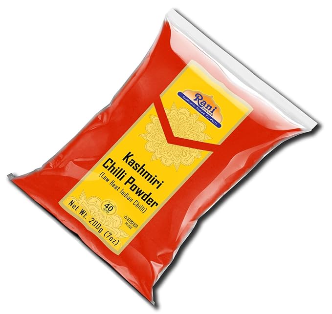 Rani Kashmiri Chilli Powder (Deggi Mirch, Low Heat) Ground Indian Spice 7oz (200g) ~ All Natural, Salt-Free | Vegan | No Colors | Gluten Friendly | NON-GMO | Kosher | Indian Origin