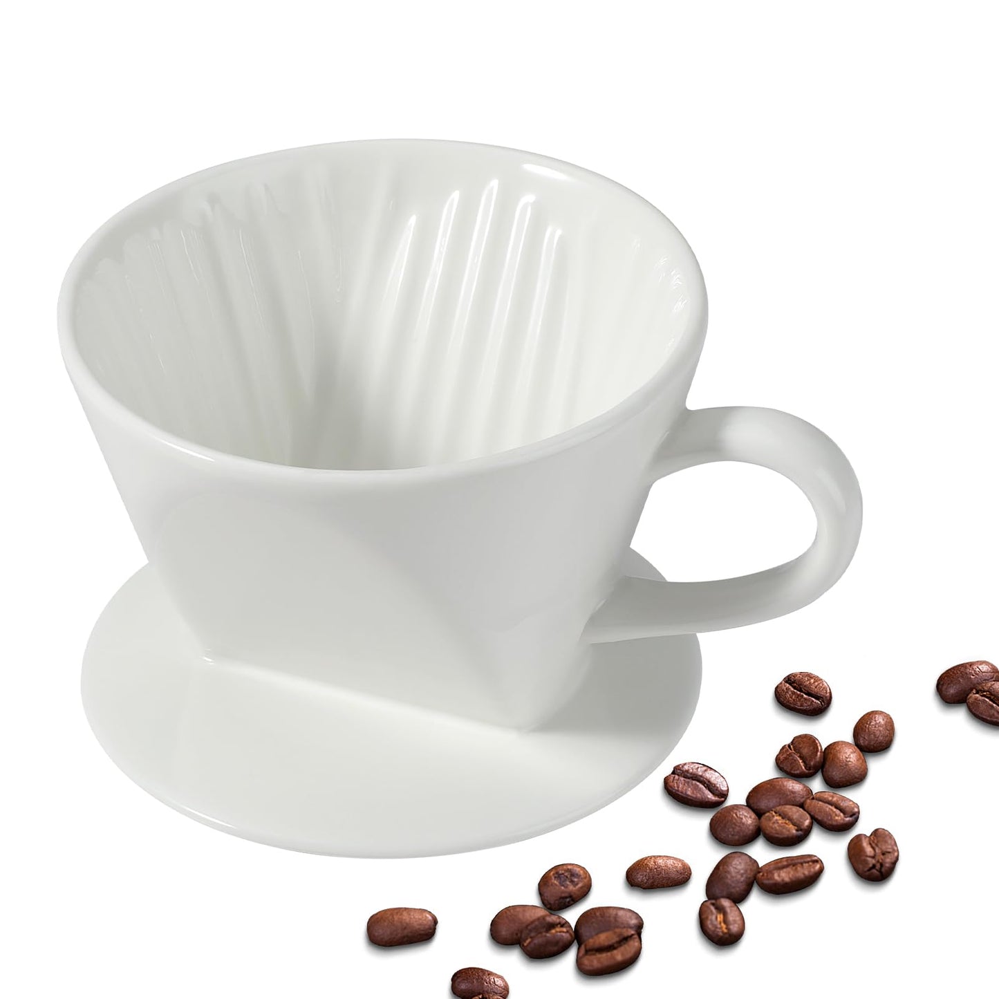 Mongdio Pour Over Coffee Maker, Ceramic Pour Over Dripper, Coffee Pour Over with 3 Holes Flat