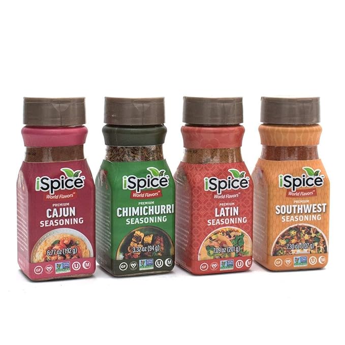 iSpice Spices and Seasoning Sets - Southern Excitement Spices, World Flavors Premium Seasoning Cooking Gifts for Everyone (Pack Of 4: Cajun, Chimichurri, Southwest And Latin)