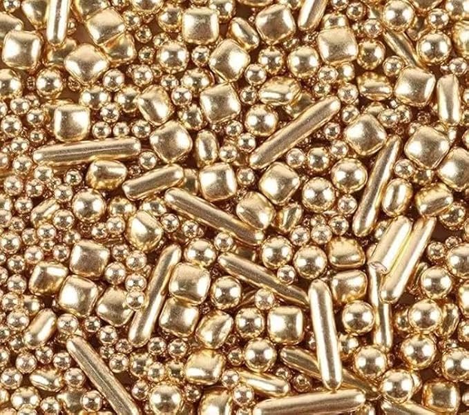 Gold Dragees Sprinkles Sprinkles for Cake Decorating, Gold Pearl Sugar Cupcake, Cookies, Ice Cream Toppings, 120g/ 4.2 Ounces Cake Decorations Baking for Christmas Wedding Shower, New Year?셎 Eve