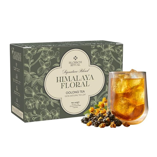 BLOSSOM RITUAL Himalayan Floral – Osmanthus Infused Oolong Loose Leaf – 20 Natural Based Pyramid Bags – Serve Upto 60 cups – Milky Floral Scent & Flavor – Gentle Energy Boost & Overall Calmness| 2.65oz