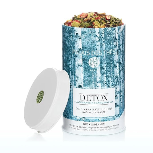 Palais des Th챕s - Organic Scandinavian Wellness Caffeine-Free, Herbal Tea for Natural Defenses with Birch, Sea Buckthorn, Cranberry, and Bilberry - 3.5oz Loose Leaf Metal Gift Tin, Serves 20-25 Cups