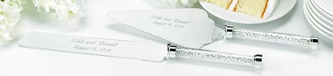 Wedding Accessories Cake Knife and Server Set, Glittering Beads