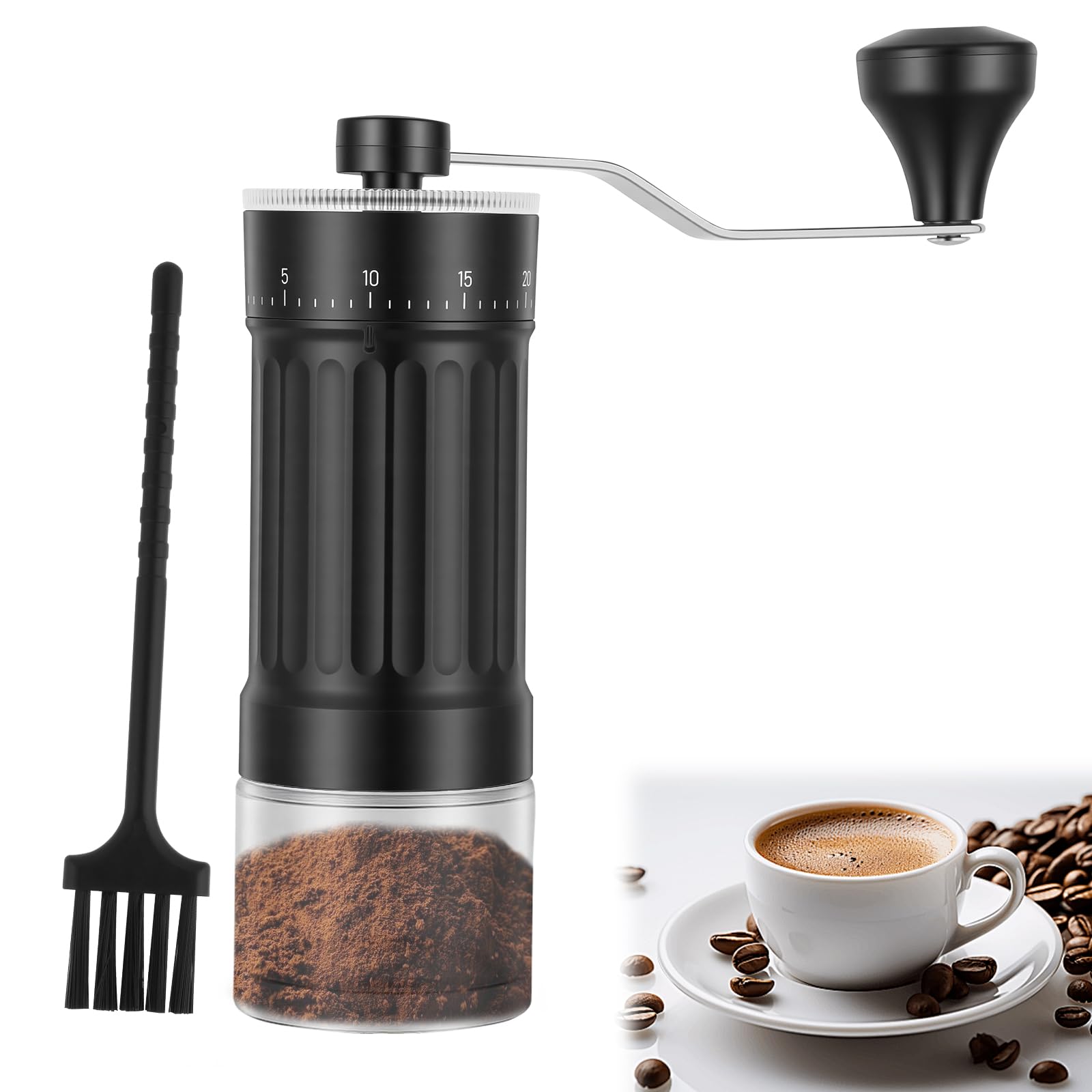 HZBSGZR Manual Coffee Grinder with Conical Burr, 40 Adjustable Settings, 30g Capacity, Portable for