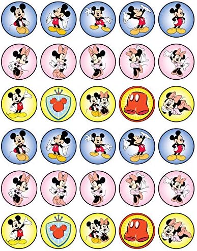 30 x Cupcake Toppers Themed of Cute Mouse Collection - Edible Cake Decorations | Uncut on Icing Sheet