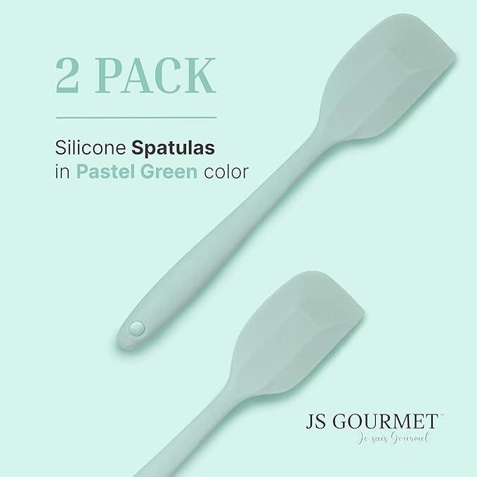 Silicone Spatula Set – 2-Piece Set of Rubber Spatulas for Non-Stick Cookware – Kitchen Tools and Accessories with Comfortable Handles, Heat-Resistant Utensils for Cooking and Baking – Pastel Green