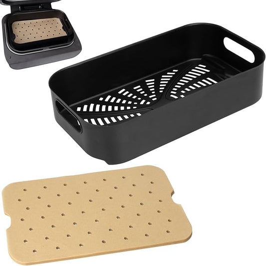 Air Fryer Basket & Paper Liner for Ninja FG551 Foodi Smart XL 6-in-1 Indoor Grill,Non-Stick Air