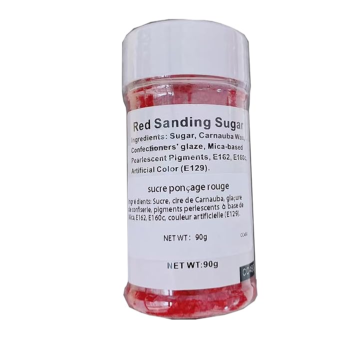 Sentovac Red Sanding Sugar for Baking Edible Sparkling Sugar Sprinkles Coarse Sugar Crystals for Baking Topping Cake Cookie Cupcake Topper Ice Cream Decoration Supplies 3.2 OZ