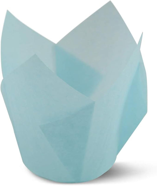 SimpleGood Blue Medium Size Tulip Baking Cups Cupcake Liners Muffin Liners Greaseproof Paper 100