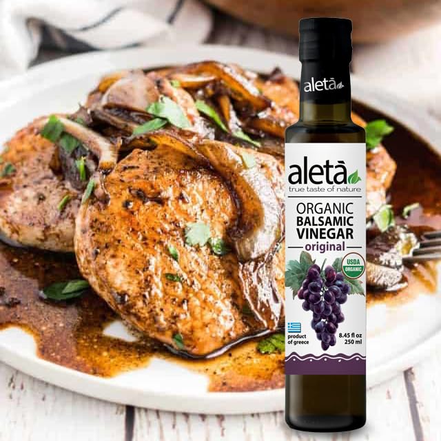 Aleta Farms Balsamic Vinegar, USDA Organic, Aged Flavored Vinegar, Perfect for Salad Dressings, Pasta, Desserts & Cocktails, Glass Bottle, 8.45 fl oz (Plain)