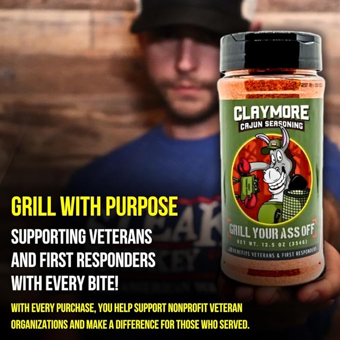 GYAO Claymore Cajun Seasoning – 12.5oz Spicy Blend for Meats & Seafood – MSG & Gluten Free – USA Made & Veteran Owned