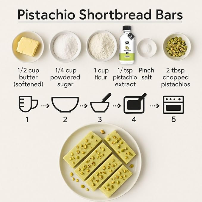 Dolce Flav Pistachio Extract ??2 Ounce Water-Soluble Kosher, Sugar-Free, Concentrated Nutty Pistachio Flavor for Baking, Ice Cream & Pastries, Includes Measured Dropper