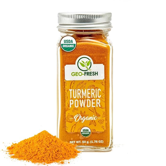 Geo-Fresh Organic Turmeric Powder, 1.76 oz ??Turmeric Powder Organic for Cooking ??USDA Certified, Non-GMO, Kosher, Gluten-Free ??Ground Turmeric Root with Curcumin