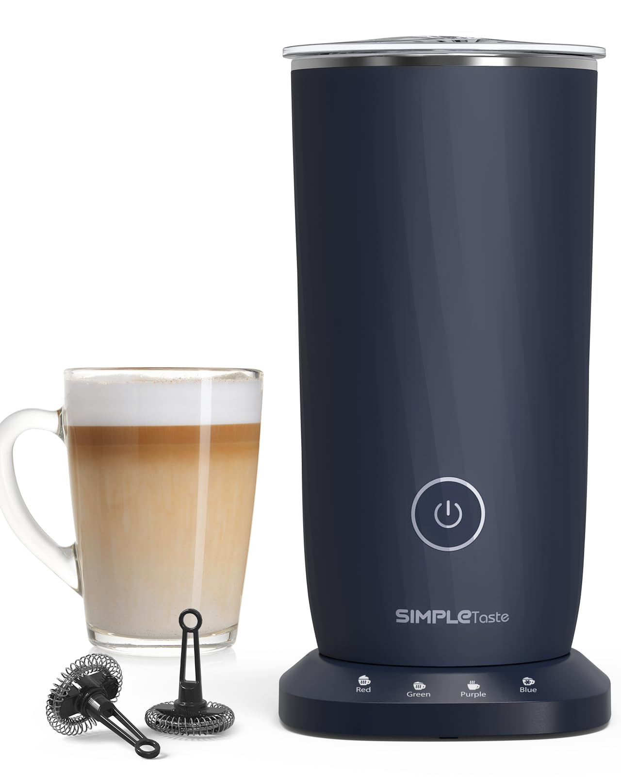 SIMPLETASTE Milk Frother, 4-in-1 Electric Automatic Milk Steamer, Dark Blue