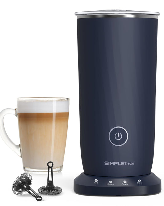 SIMPLETASTE Milk Frother, 4-in-1 Electric Automatic Milk Steamer, Dark Blue