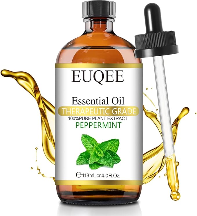 Peppermint Essential Oil 118 ml Pure Peppermint Oil with Glass Dropper, Great for Aromatherapy, Diffuser, Soap Candle Making - 4Fl. Oz