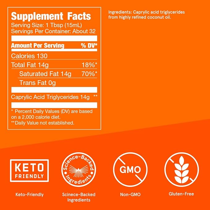 Bulletproof Coconut Brain Octane C8 MCT Oil, 16 Ounces, Premium Keto Supplement for Sustained Energy and Fewer Cravings, Brain and Body Fuel, Unflavored, Add to Coffee and Smoothies