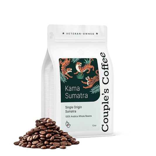 Couple?™s Coffee Whole Bean | Gives Back to Military Families | Single Origin Sumatra | Dark Roast | Made with 100% Arabica Beans | 12oz bag brews about 34 cups