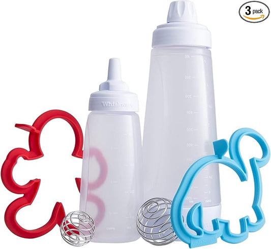 Whiskware Pancake Art Kit with Batter Mixer, Art Bottle, BlenderBall Wire Whisk and 2 Pancake Shapers