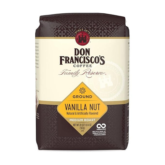 Don Francisco's Vanilla Nut Ground Coffee, Medium Roast ??Flavored 100% Arabica,20 oz Bag, Premium Coffee for Drip, Pour Over & French Press