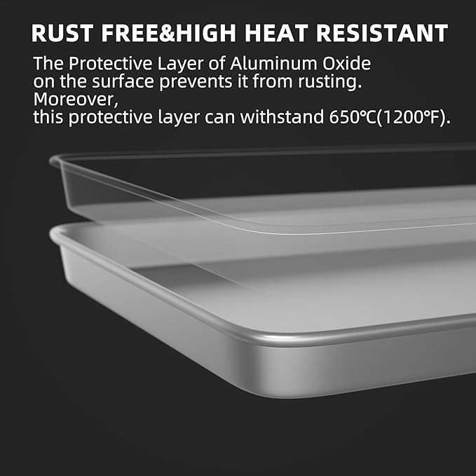 CROSSON 16× 24 Inch Cookie Sheet Pans Set of 6-Baking Tray Jelly Roll Pan Set Commercial Grade Aluminum Coated Statinless Steel Bun Pan for Oven,Freezer,Bakery Hotel Restaurant