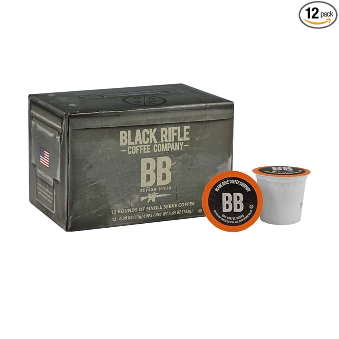 Black Rifle Coffee Company Dark Roast K Cups - Single Serve K Cups Coffee Pods - Kcup Pods Compatible with Keurig 1.0 & 2.0 - Made from Pure Arabica Beans (Beyond Black, 12 Count)
