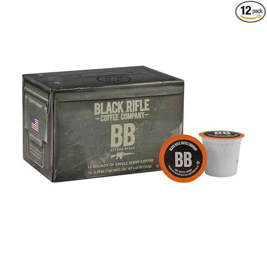Black Rifle Coffee Company Dark Roast K Cups - Single Serve K Cups Coffee Pods - Kcup Pods Compatible with Keurig 1.0 & 2.0 - Made from Pure Arabica Beans (Beyond Black, 12 Count)